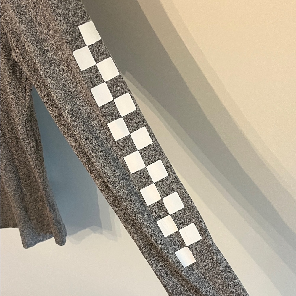 Hollister Charcoal Long Sleeve Tee with Checker Sleeves - Picture 4 of 4